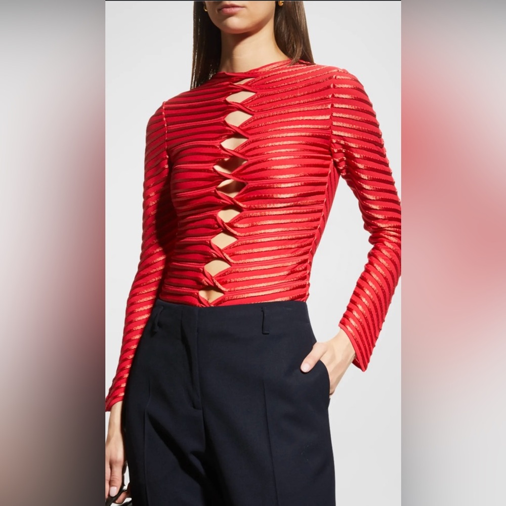 Giorgio Armani women's striped Twisted -Cutout Top